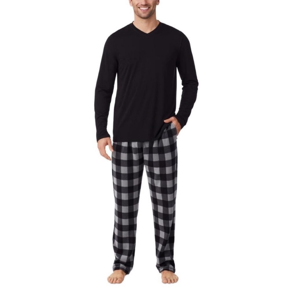 Mens XL Cuddl Duds cabin fleece pajama set nwt pjs blue